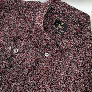 Knighthood Jubilee Mens Button Up Long Sleeve Red Floral Shirt size 42cm Relaxed
